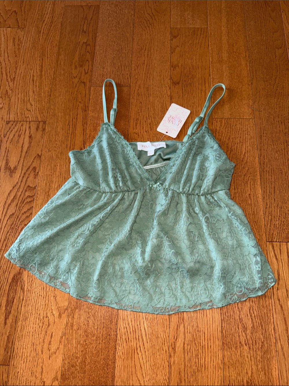 NWT Pink Rose Sage Lace V-Neck Camisole